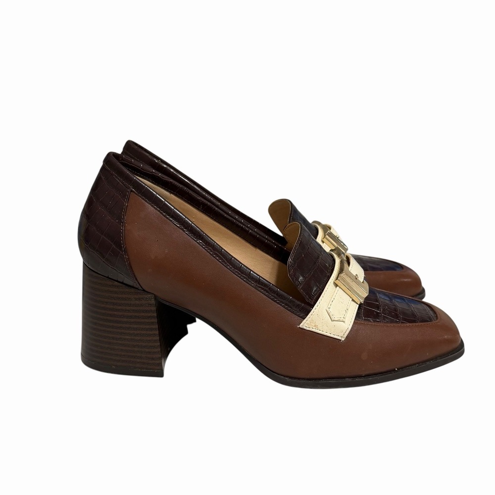 Alex Marie Felix Crocodile Embossed Healed Leather Loafers Women's Size 11M - Picture 2 of 12